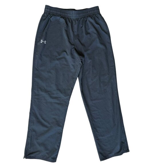 Under Armour Warm Up Pants Mens Large Mesh Lined Woven Straight Leg Black - Picture 2 of 8